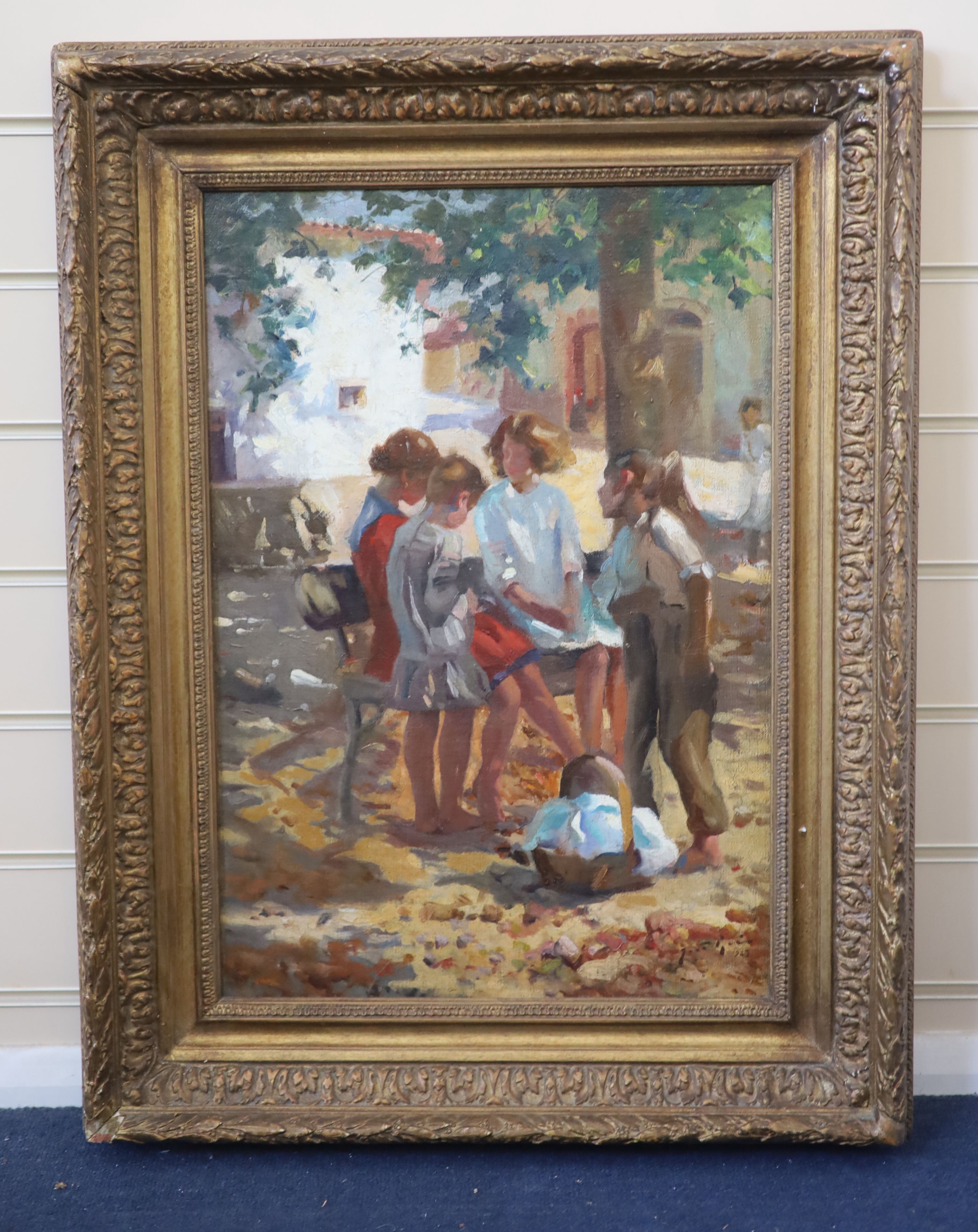 Spanish School, Children at play, Oil on canvas, 54 x 37cm.